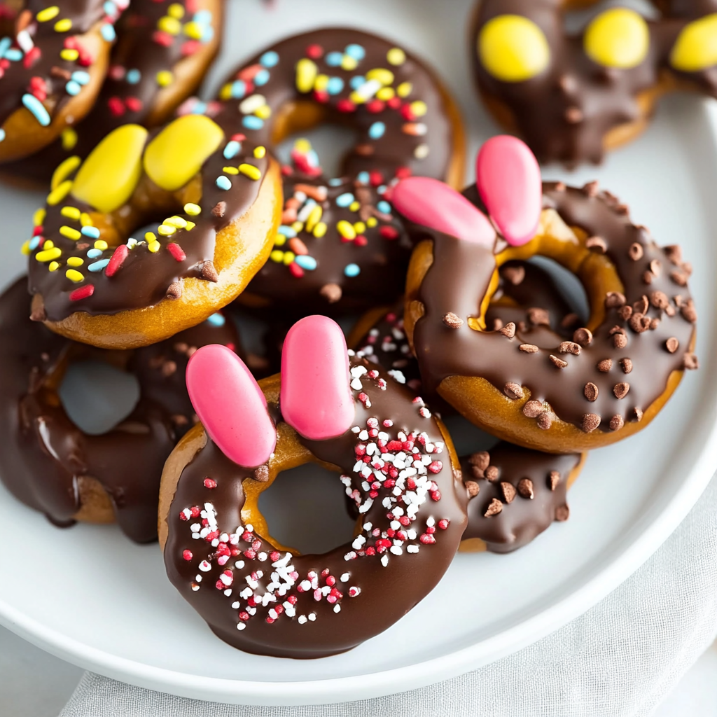 Chocolate-Dipped Bunny Pretzels