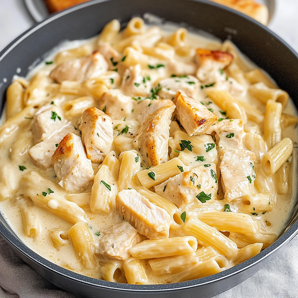 One Pot Rigatoni Alfredo with Chicken
