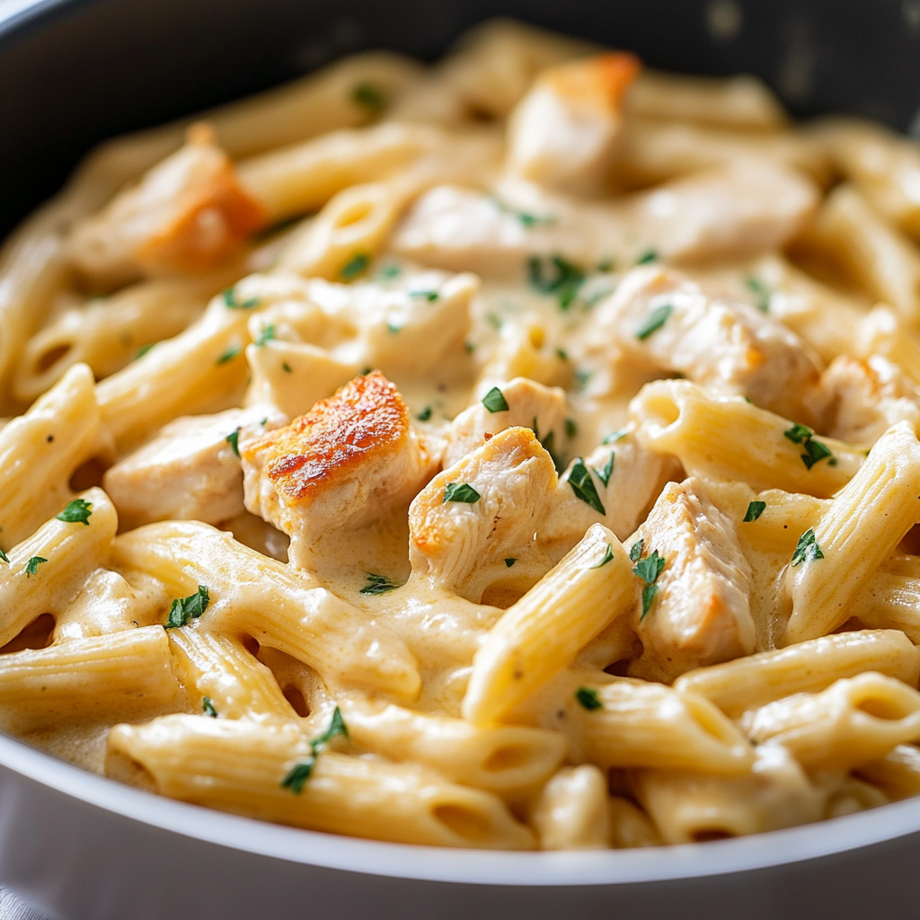 One Pot Rigatoni Alfredo with Chicken