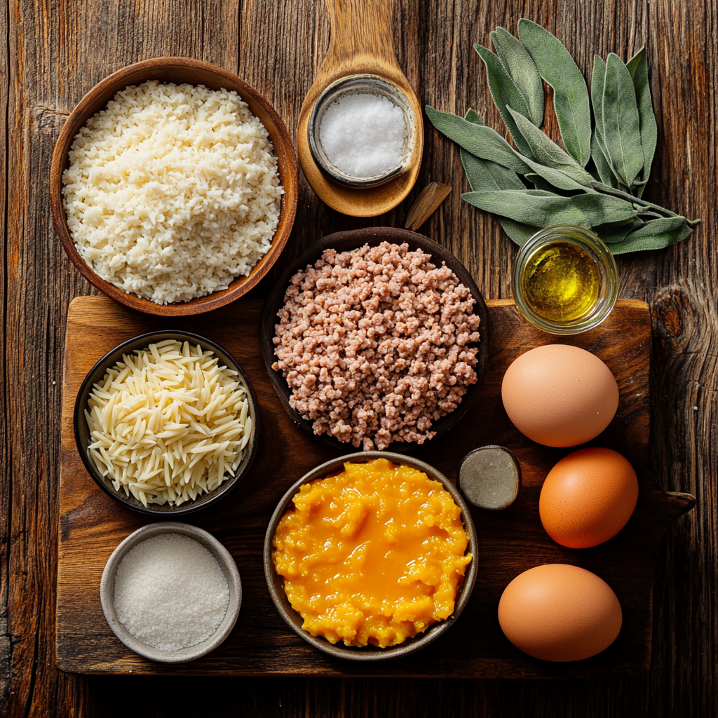 Sage Turkey Meatballs with Pumpkin Orzo ingredients