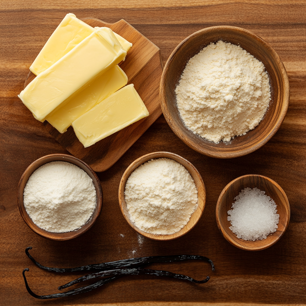 Bourbon Vanilla Bean Shortbread Cookies ingredients