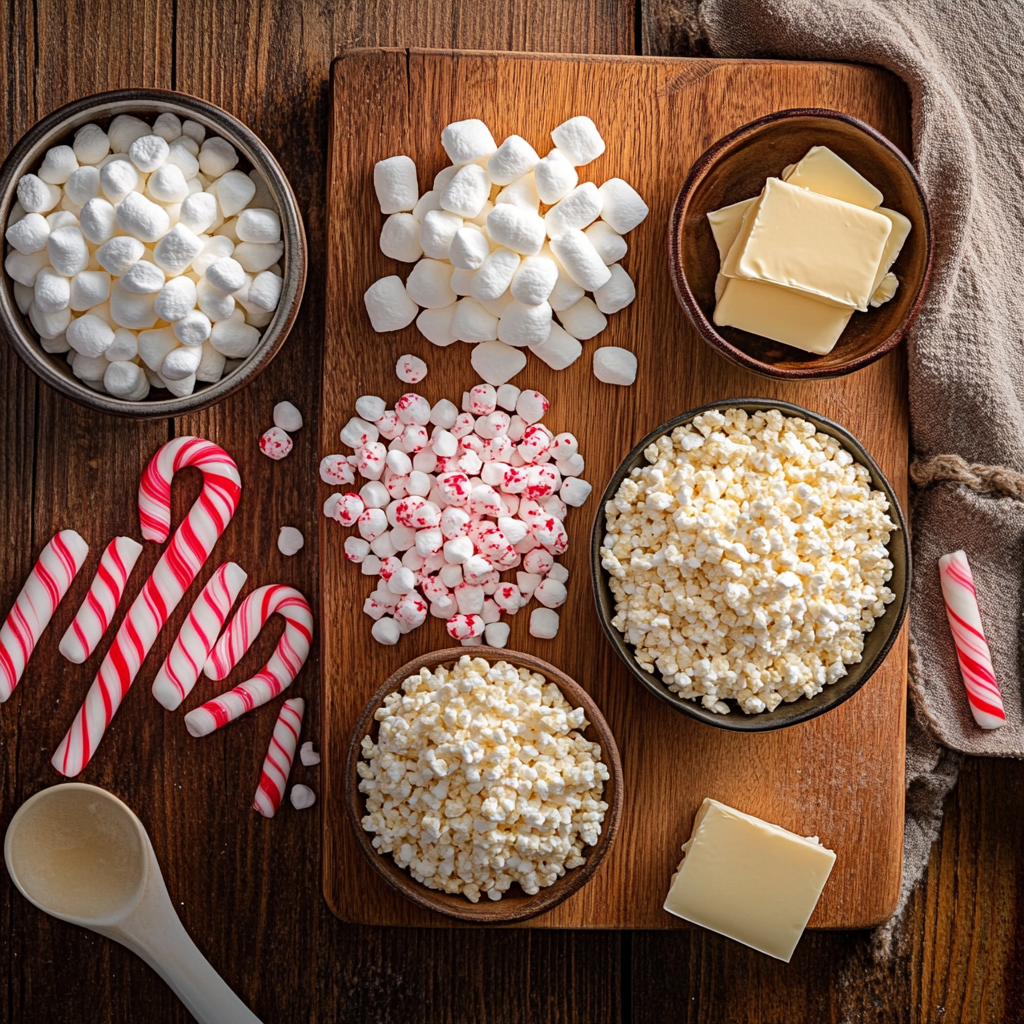 Candy Cane Rice Krispie Treats ingredients