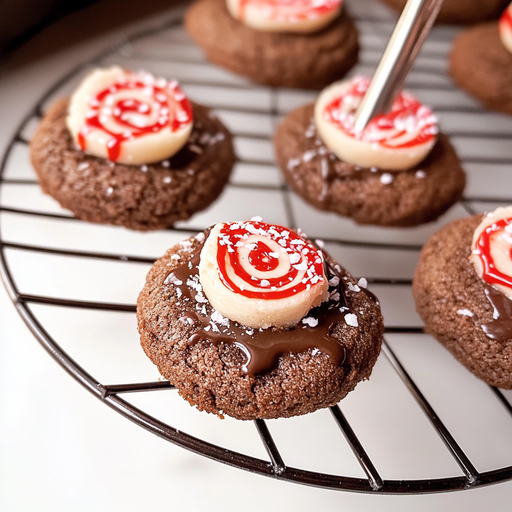 Chocolate Peppermint Thumbprint Cookies