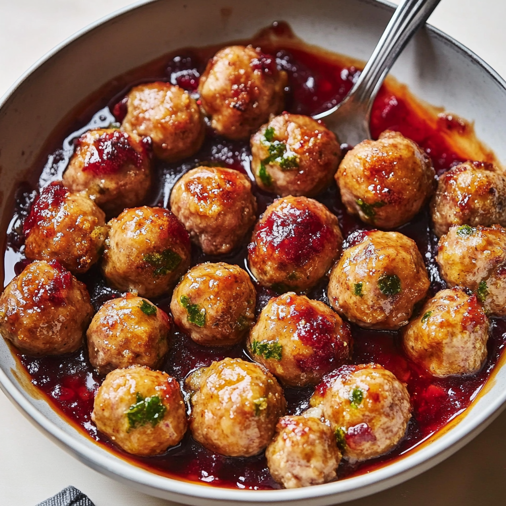 Cranberry-Glazed Turkey Meatballs