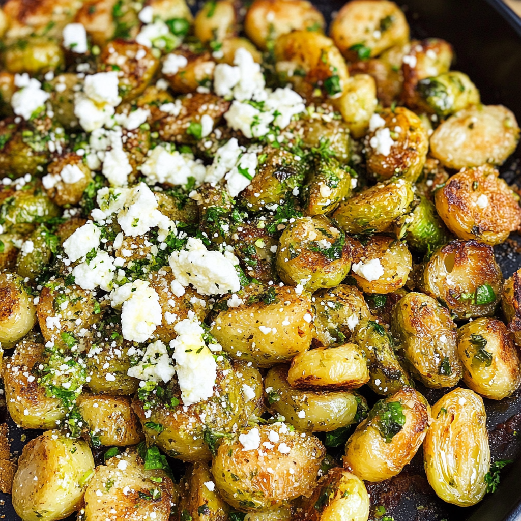 Crispy Brussels Sprouts Gnocchi with Feta