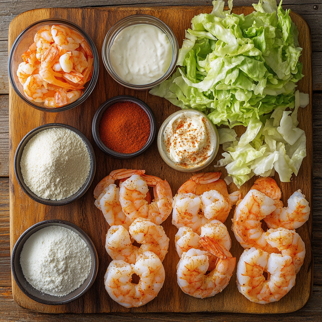 Crispy Cajun-Spiced Fried Shrimp Po’ Boys ingredients