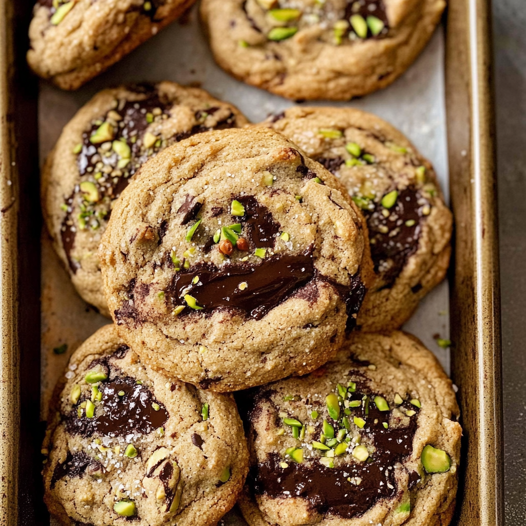 Dark Chocolate Chunk Pistachio Cookies