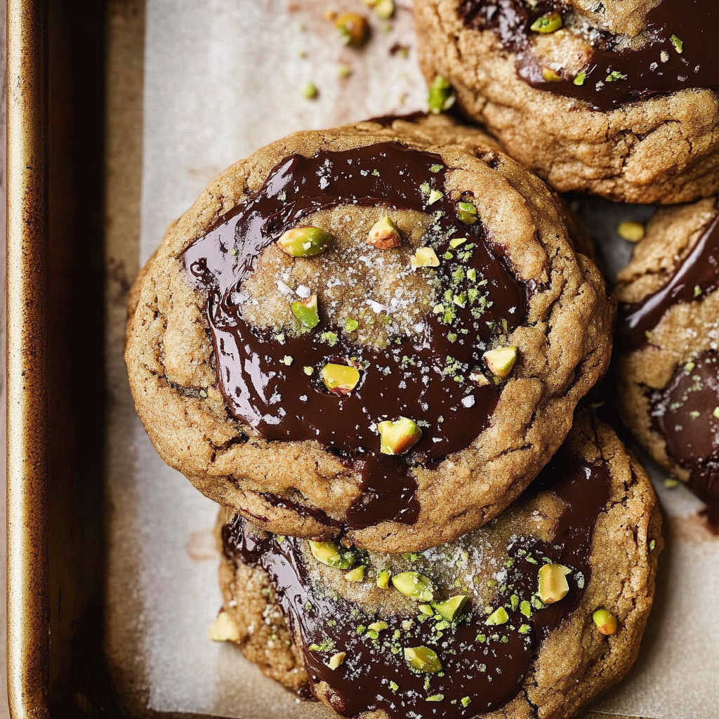 Dark Chocolate Chunk Pistachio Cookies