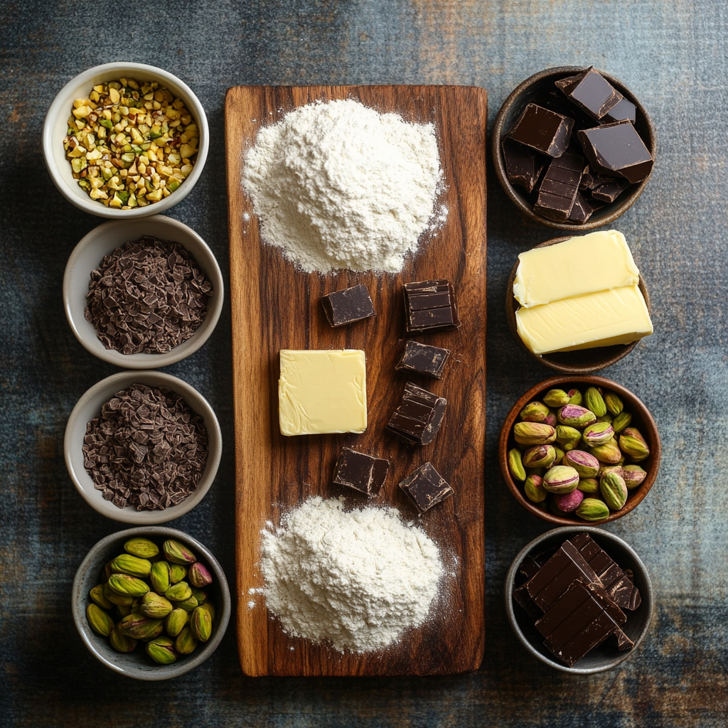 Dark Chocolate Chunk Pistachio Cookies ingredients