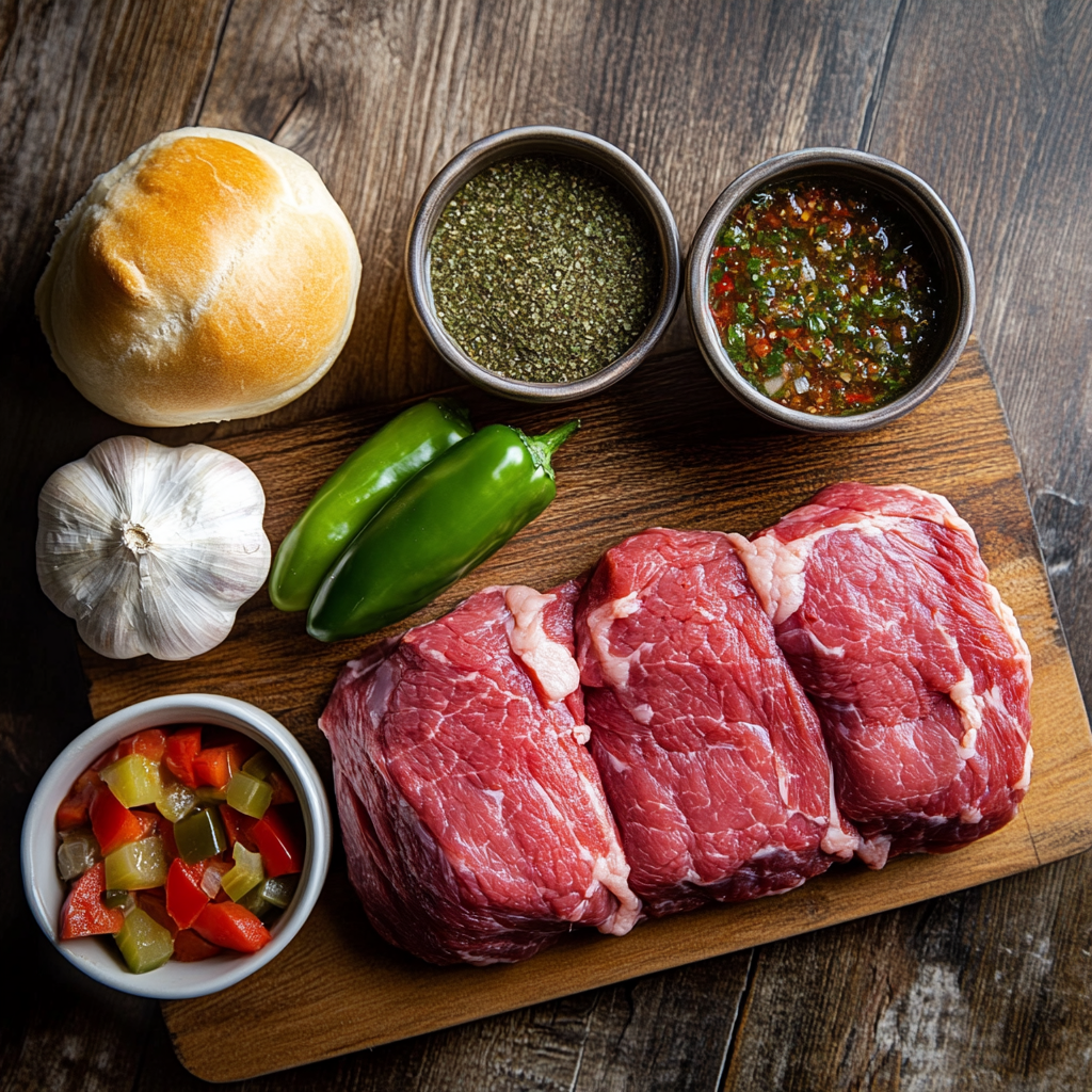 Slow Cooker Italian Beef Sandwiches ingredients