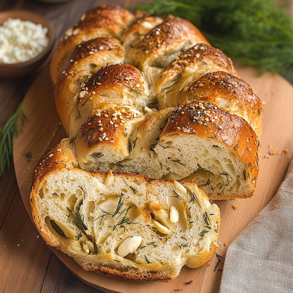 Sourdough Garlic, Dill and Feta Twist Loaf