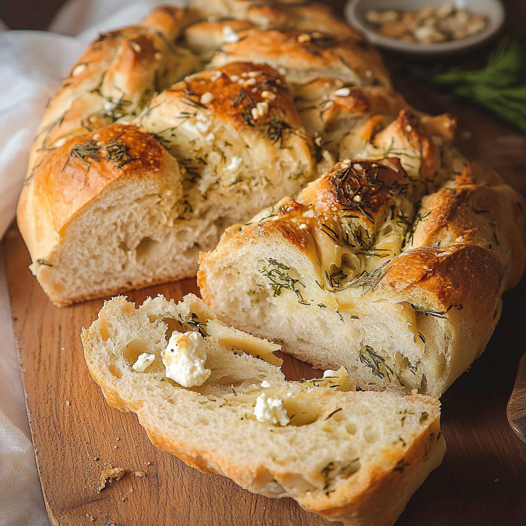 Sourdough Garlic, Dill and Feta Twist Loaf