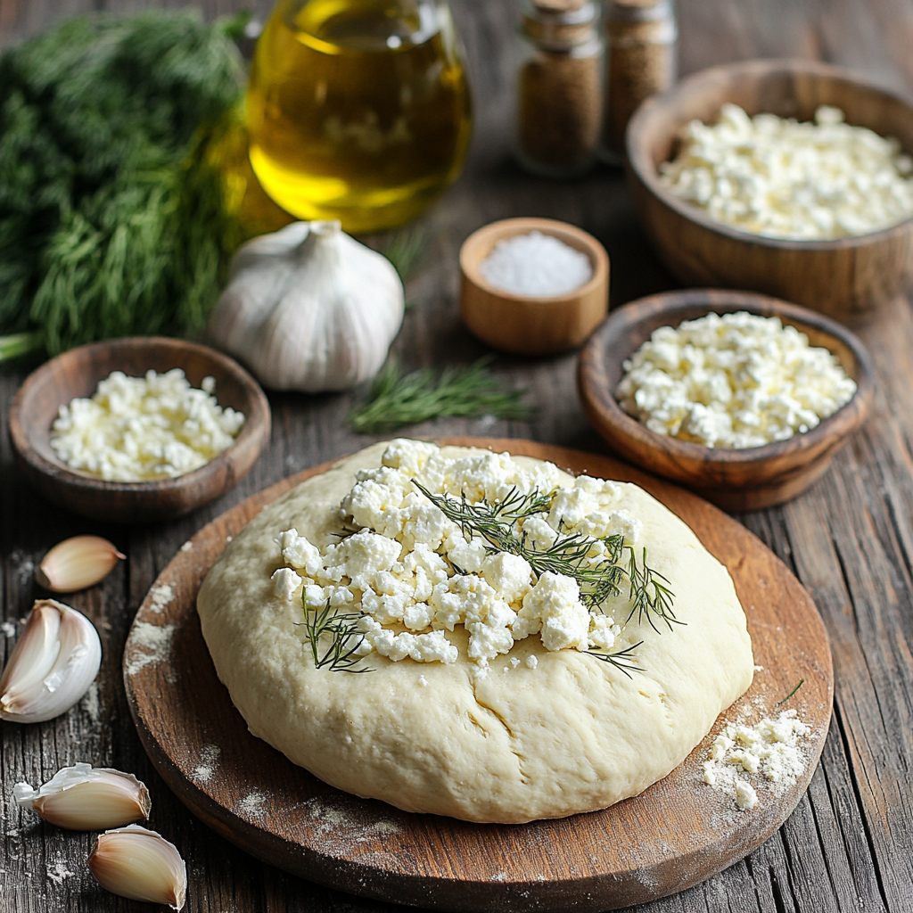Sourdough Garlic, Dill and Feta Twist Loaf ingredients