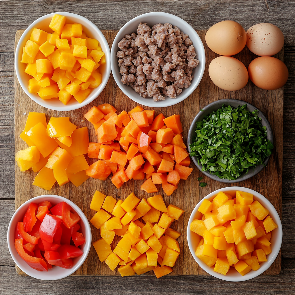 Turkey Sausage + Sweet Potato Breakfast Hash ingredients