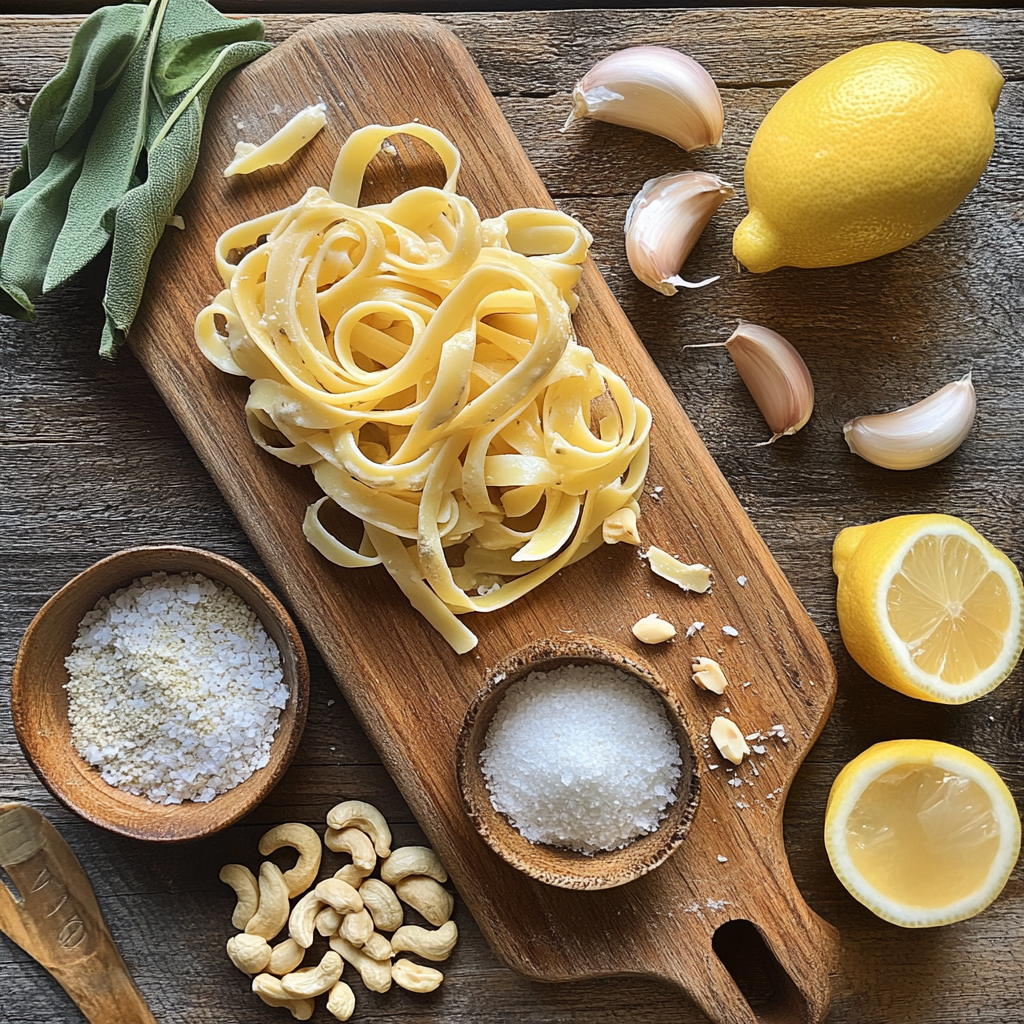 Vegan Fettuccine Alfredo ingredients