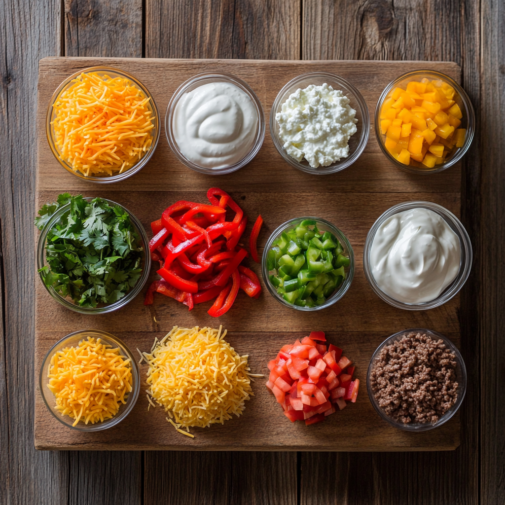 Cheesy One Pot Taco Rice ingredients