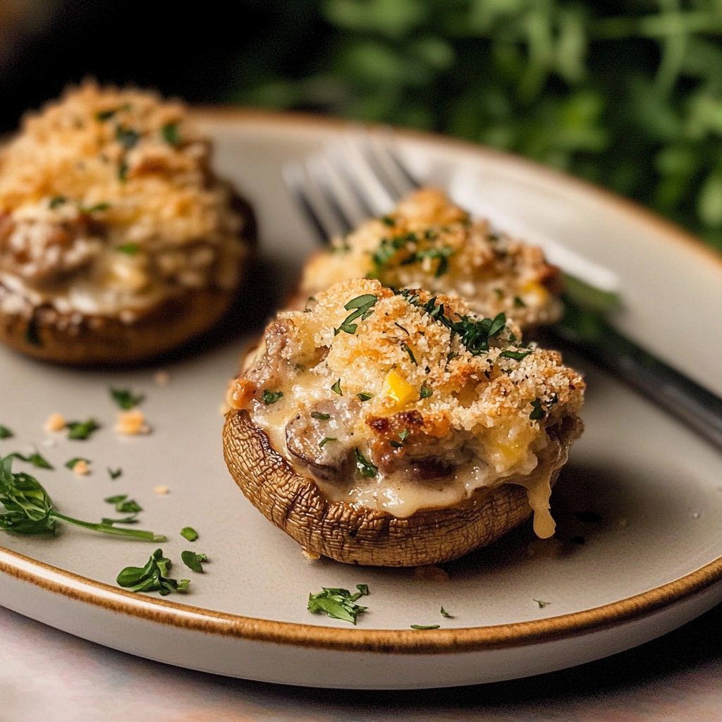 Sausage and Boursin Stuffed Mushrooms