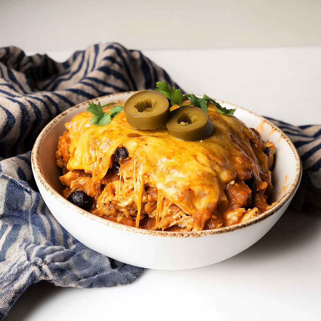 Slow Cooker Chicken Enchilada Casserole