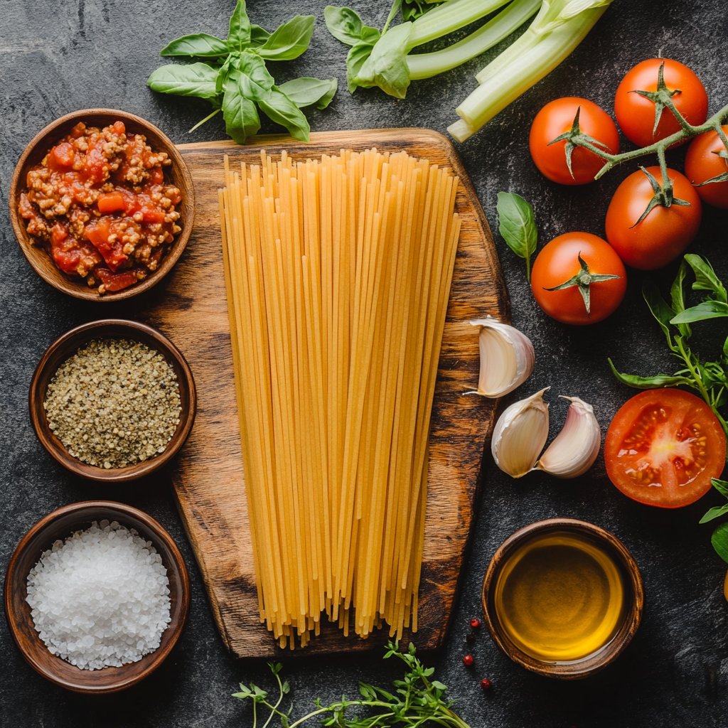 Spaghetti Bolognese ingredients