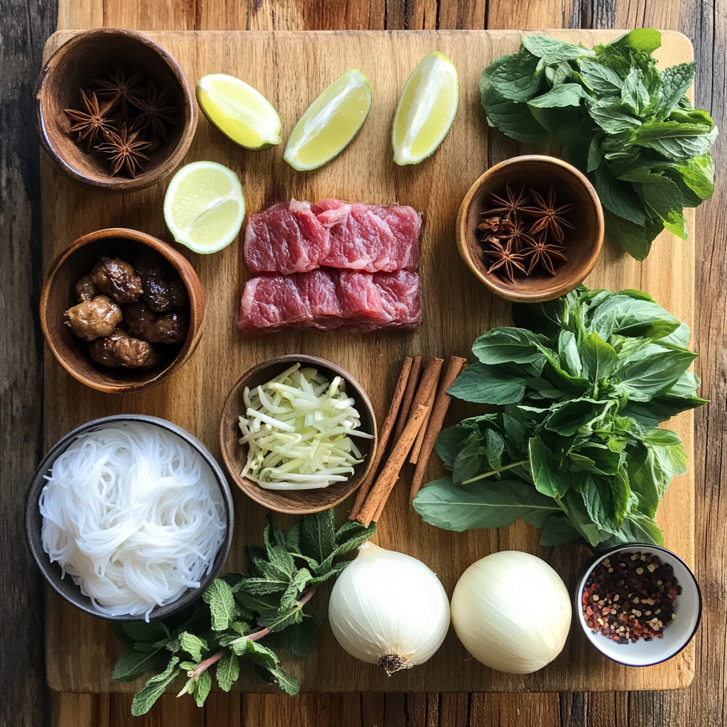 Vietnamese Pho ingredients