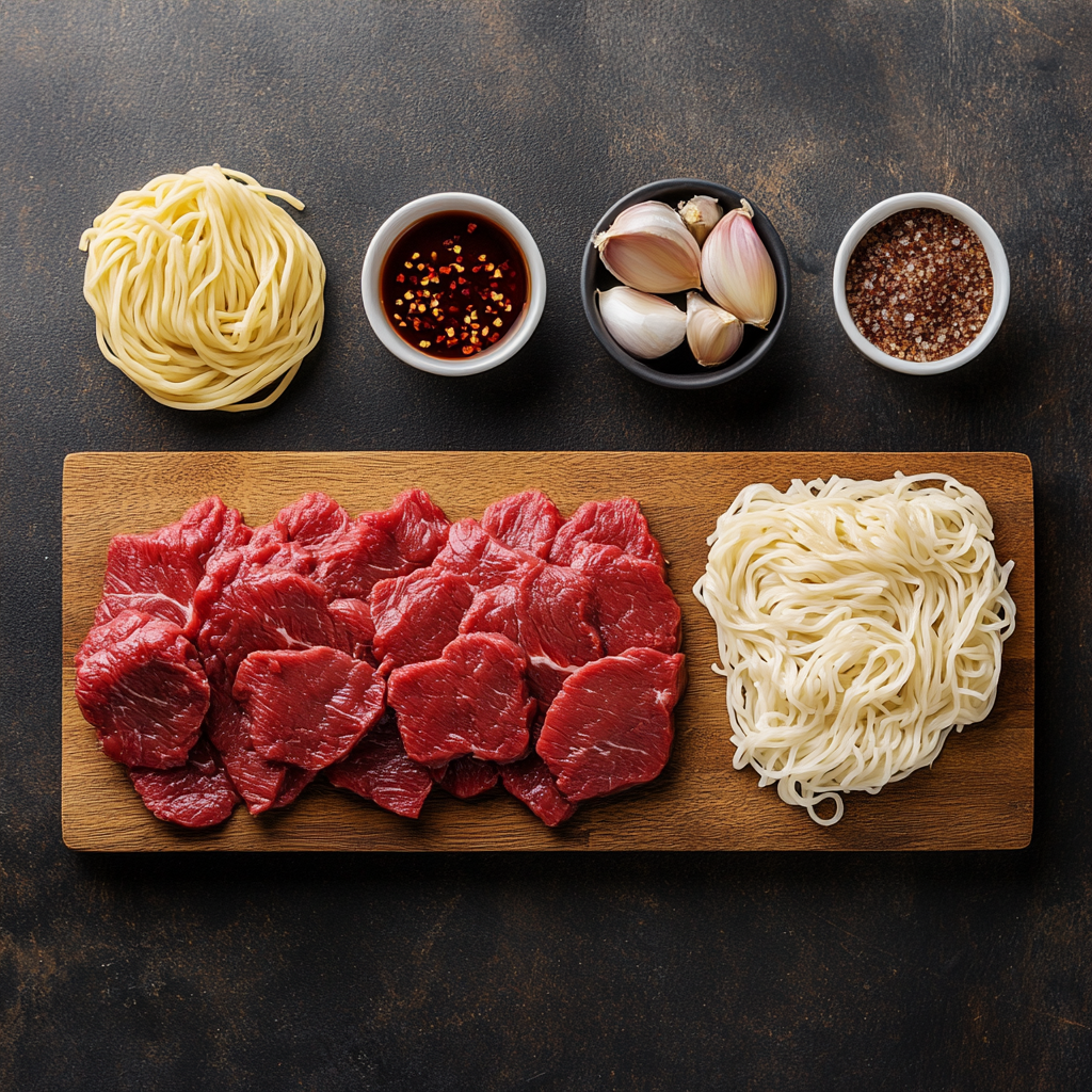 Chili Garlic Beef Noodles ingredients