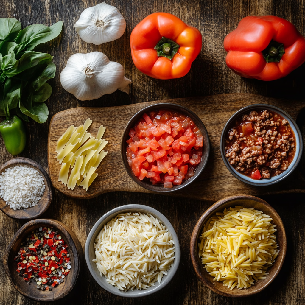 Ground Beef Orzo ingredients