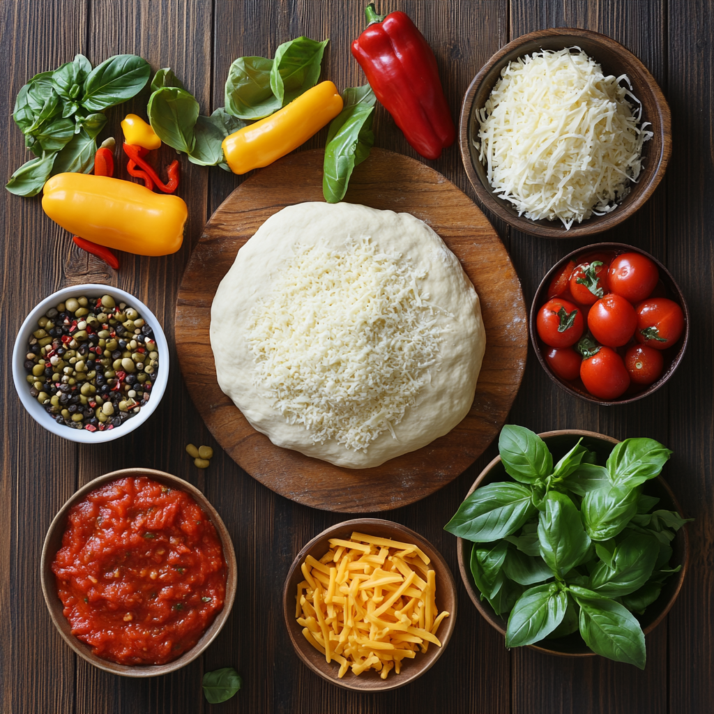Heart Shaped Pizza (Cute Valentine’s Day Dinner) ingredients