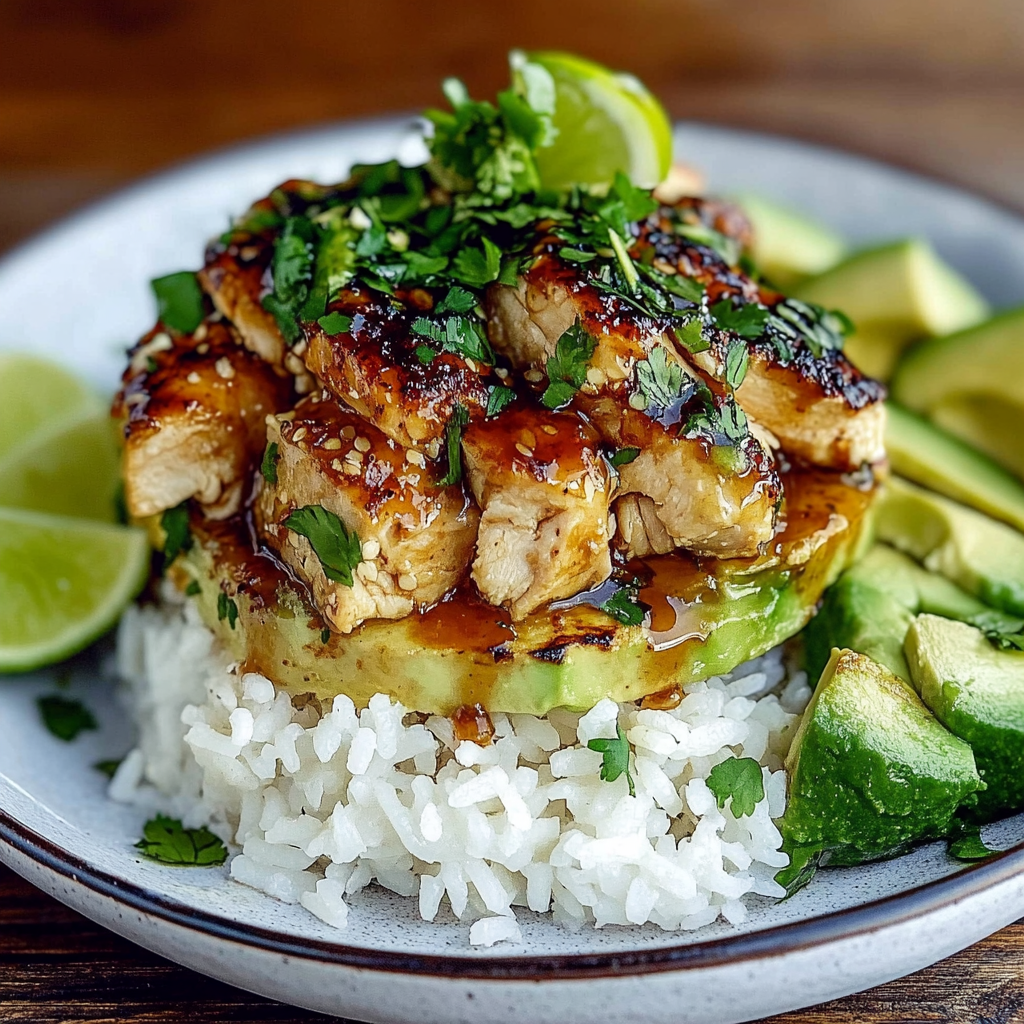 Honey Lime Chicken & Avocado Rice Stack