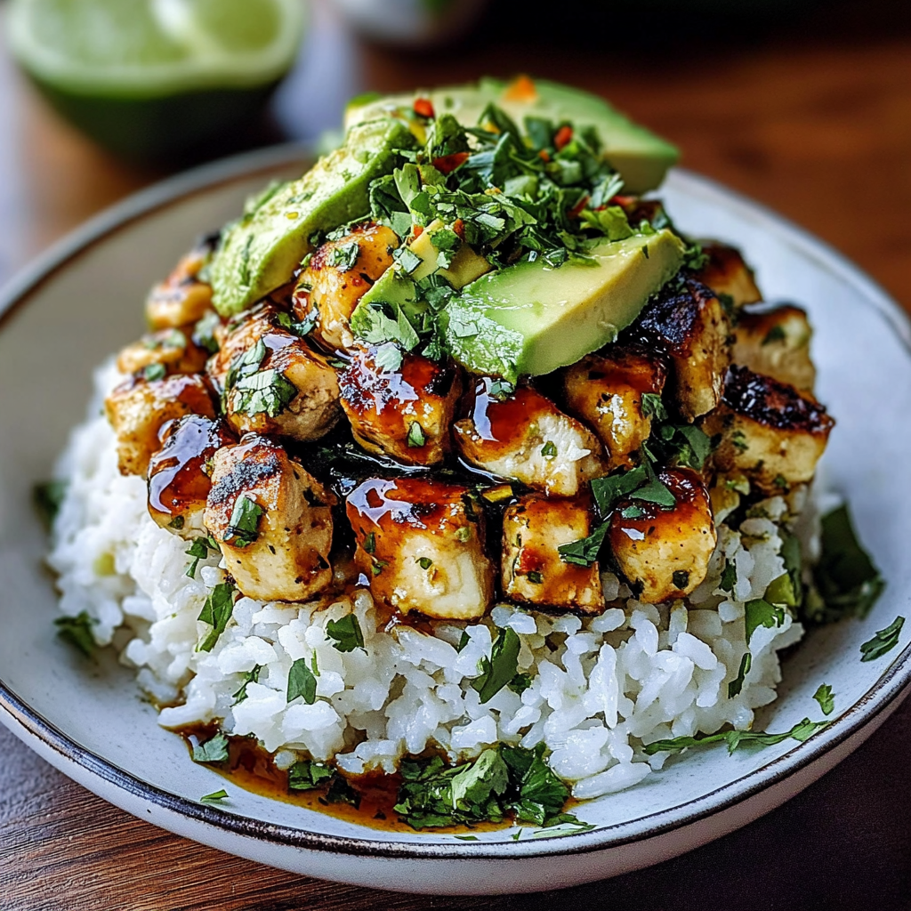 Honey Lime Chicken & Avocado Rice Stack