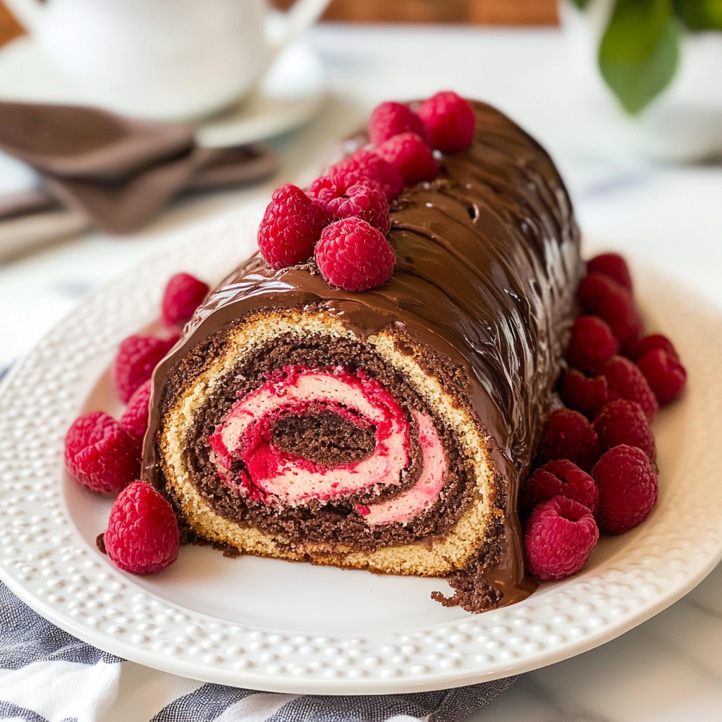 Raspberry Chocolate Cake Roll
