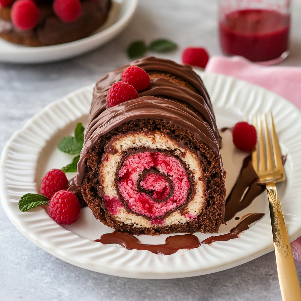 Raspberry Chocolate Cake Roll