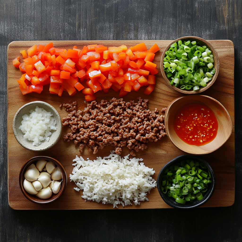 Spicy Sriracha Ground Beef Bowls ingredients