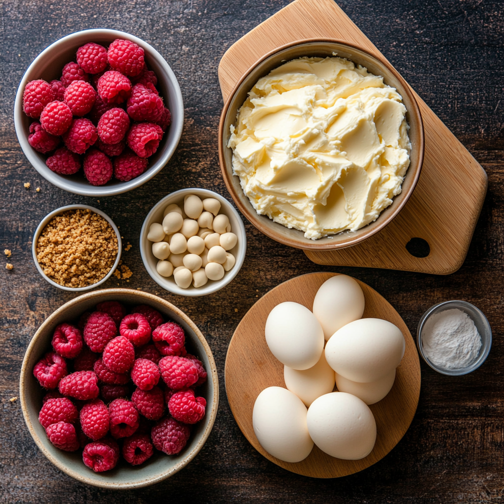 White Chocolate Raspberry Cheesecake ingredients
