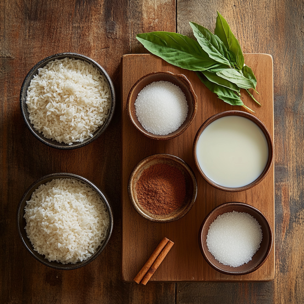 rice pudding with cooked rice ingredients
