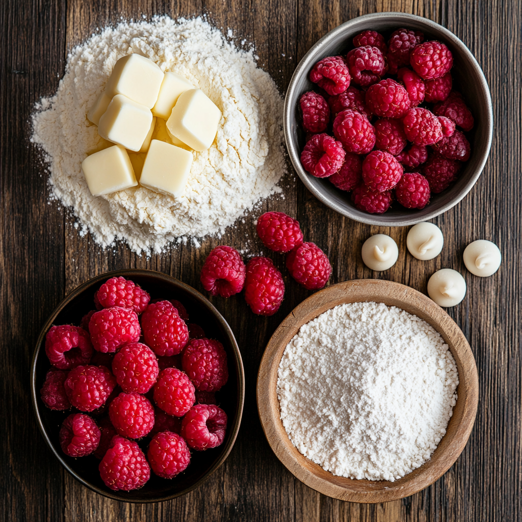Best Valentine’s Day Raspberry and White Chocolate Shortbread Cookies ingredients