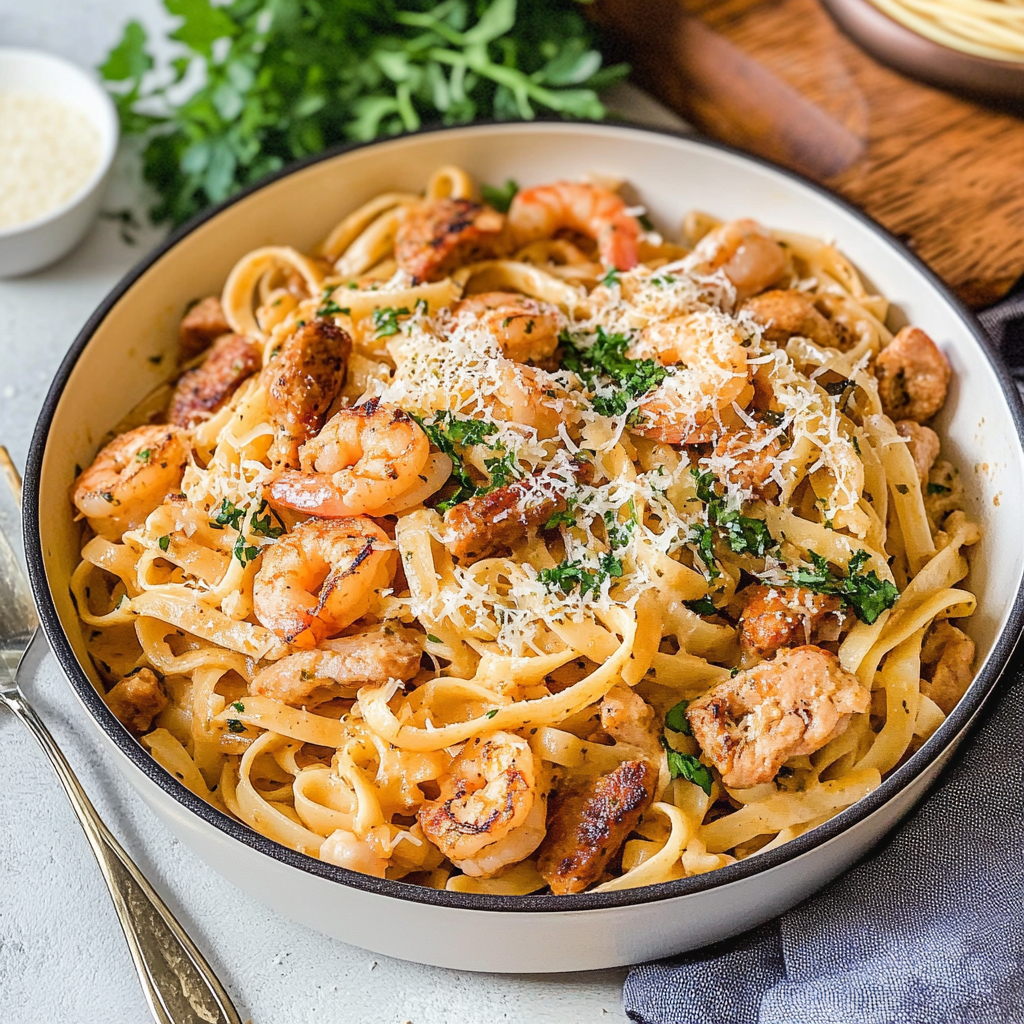 Cajun Pasta with Sausage, Shrimp & Chicken
