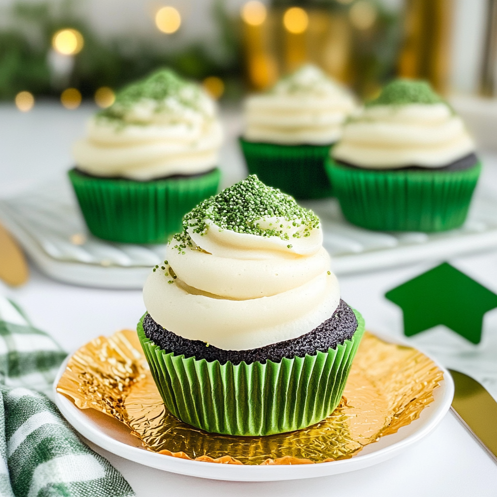 Green Cupcakes with Cream Cheese Frosting