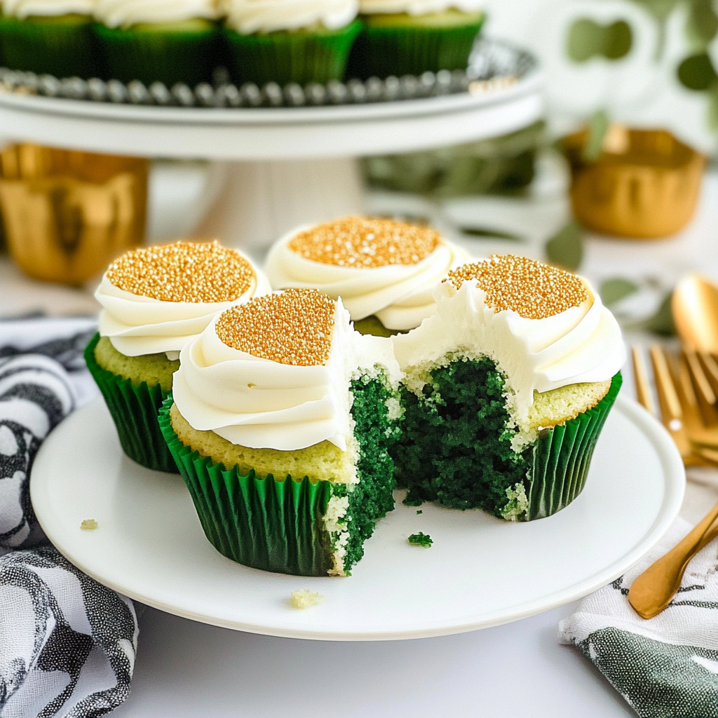 Green Cupcakes with Cream Cheese Frosting
