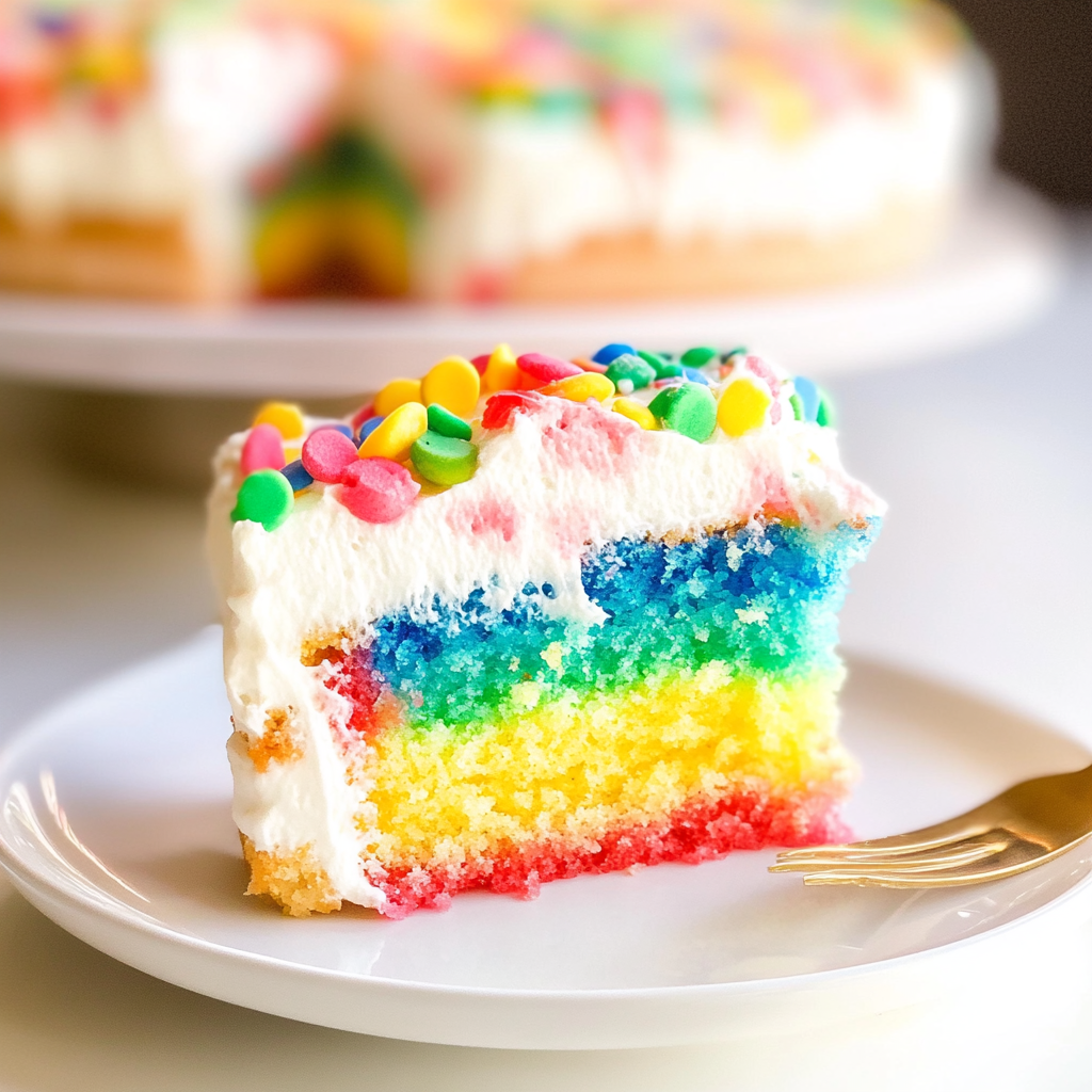 Rainbow Jello Poke Cake