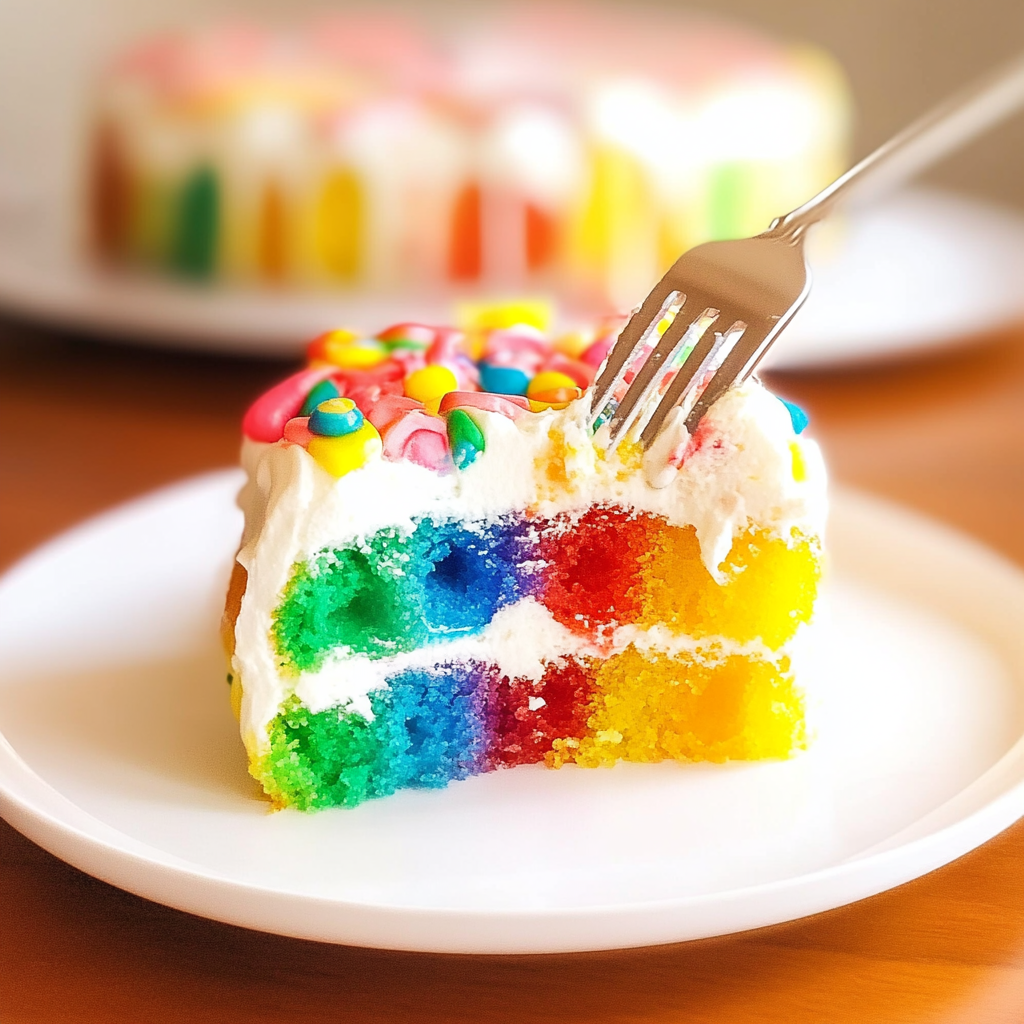 Rainbow Jello Poke Cake