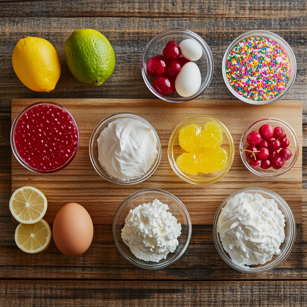 Rainbow Jello Poke Cake ingredients
