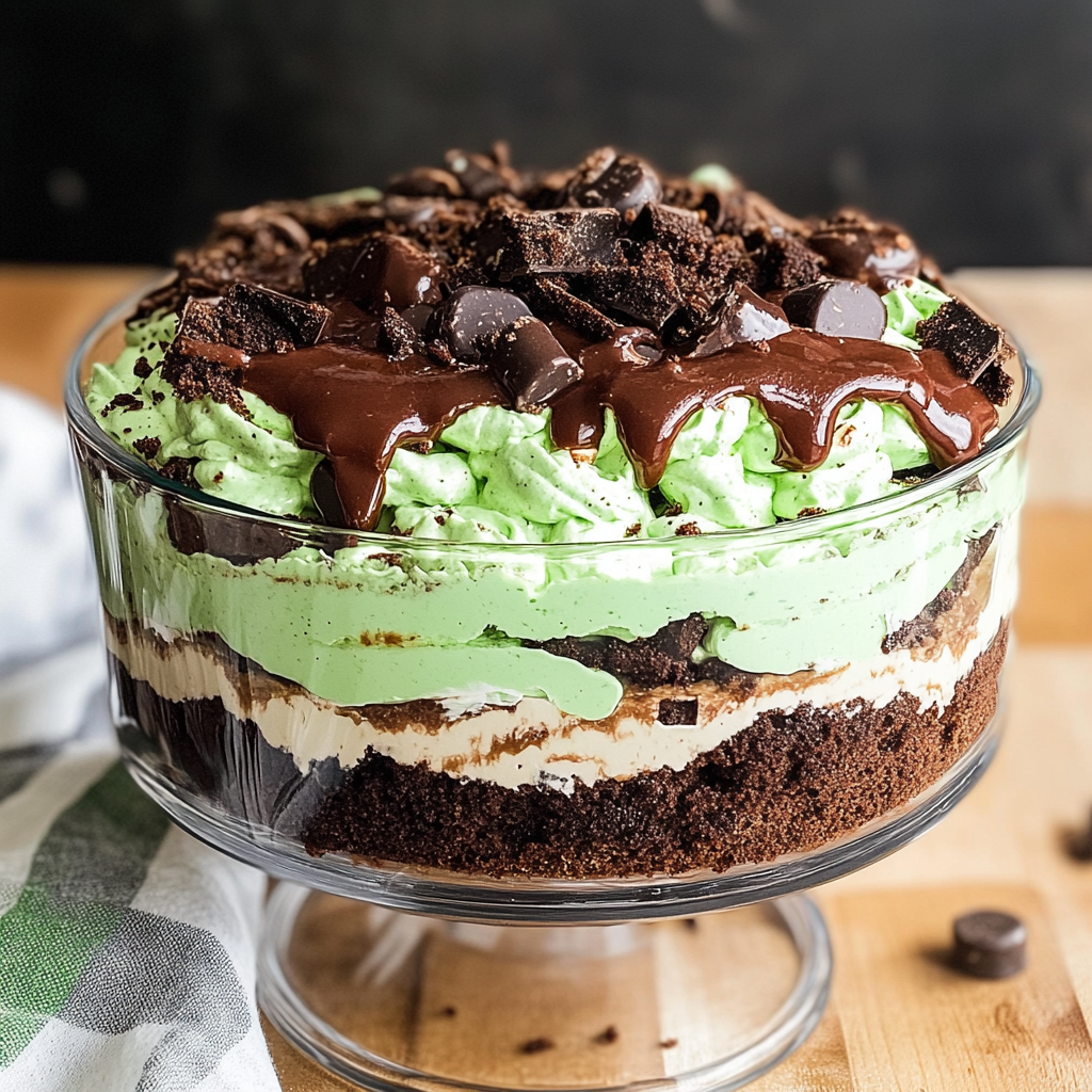 St. Patrick’s Day Brownie Trifle